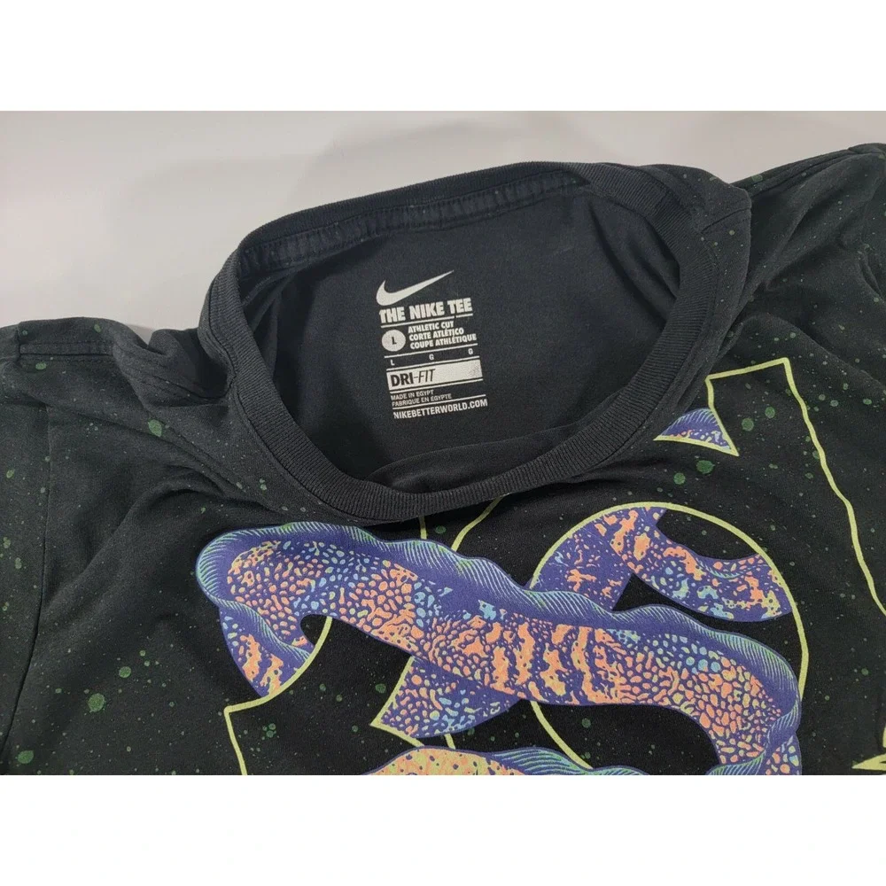 Kevin Durant KD Nike Dri-Fit‎ Black Eel Graphic Tee Shirt - Mens L EUC